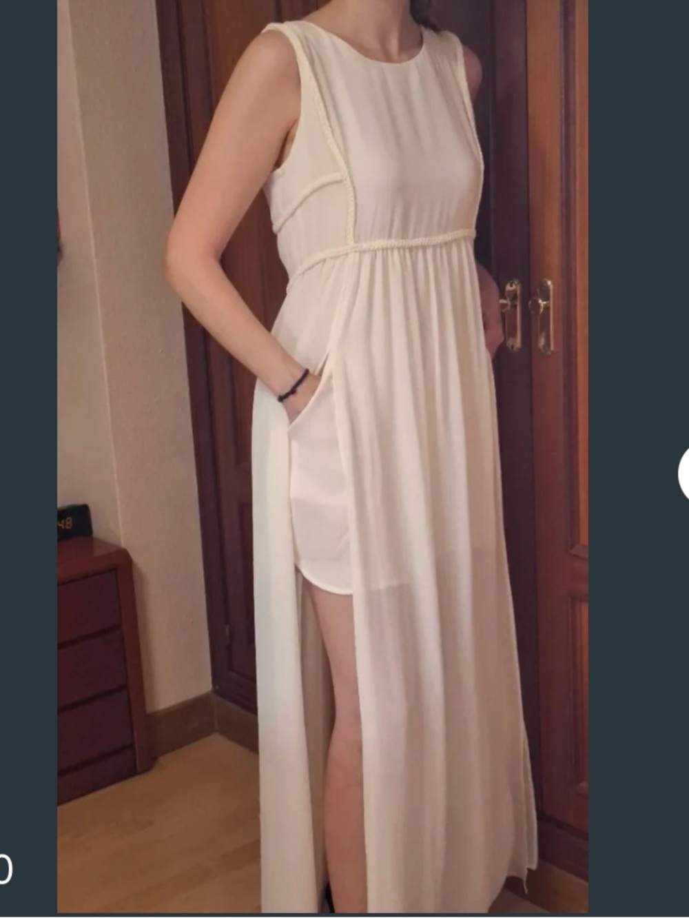 Sleeveless Cream Maxi Dress with Braided Trim — MNG